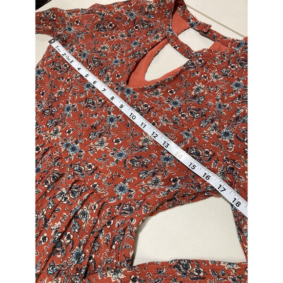 Nectar Clothing Red Floral Long Sleeve Midi Dress Size Small EUC - Picture 11 of 12